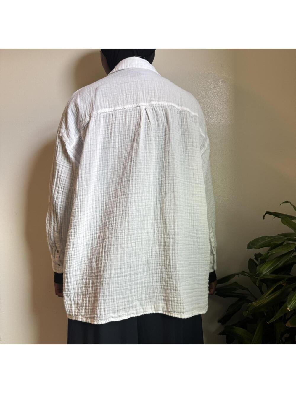 Dreamy White Double-Gauze Oversized Button-Down 2X - Picture 5 of 7
